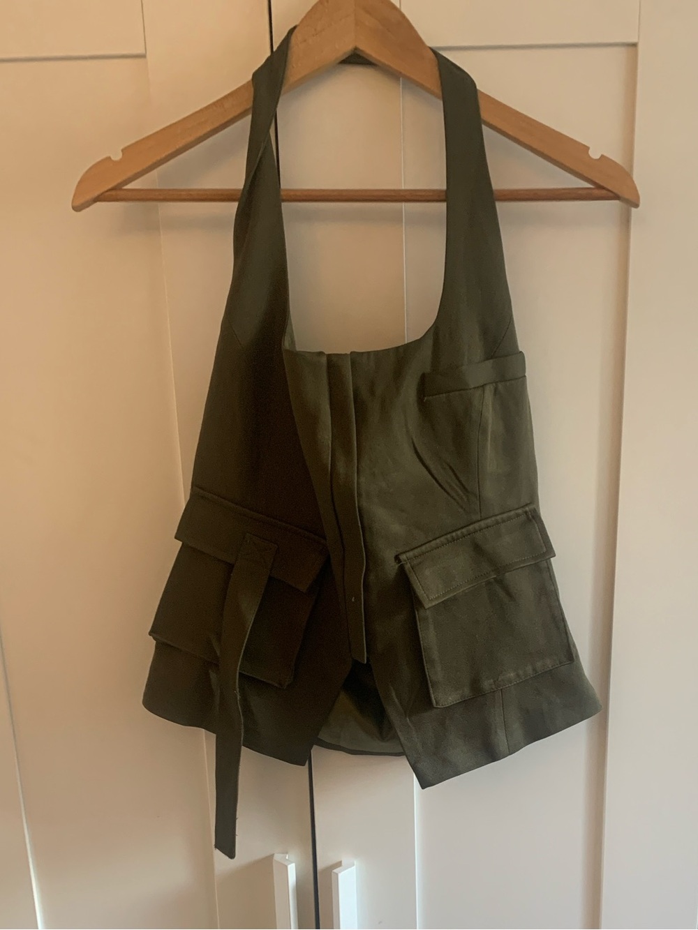 Zara Olive Green Utility Vest with Front Flap Pockets